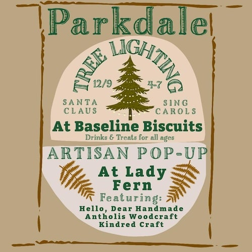 Parkdale Tree lighting, events and details poster