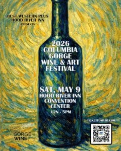 wine bottle showing details off the Gorge Wine and Art show