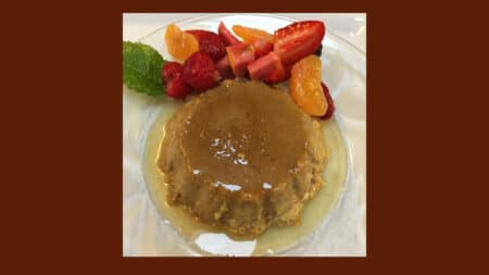 Pumpkin Flan and Strawberries