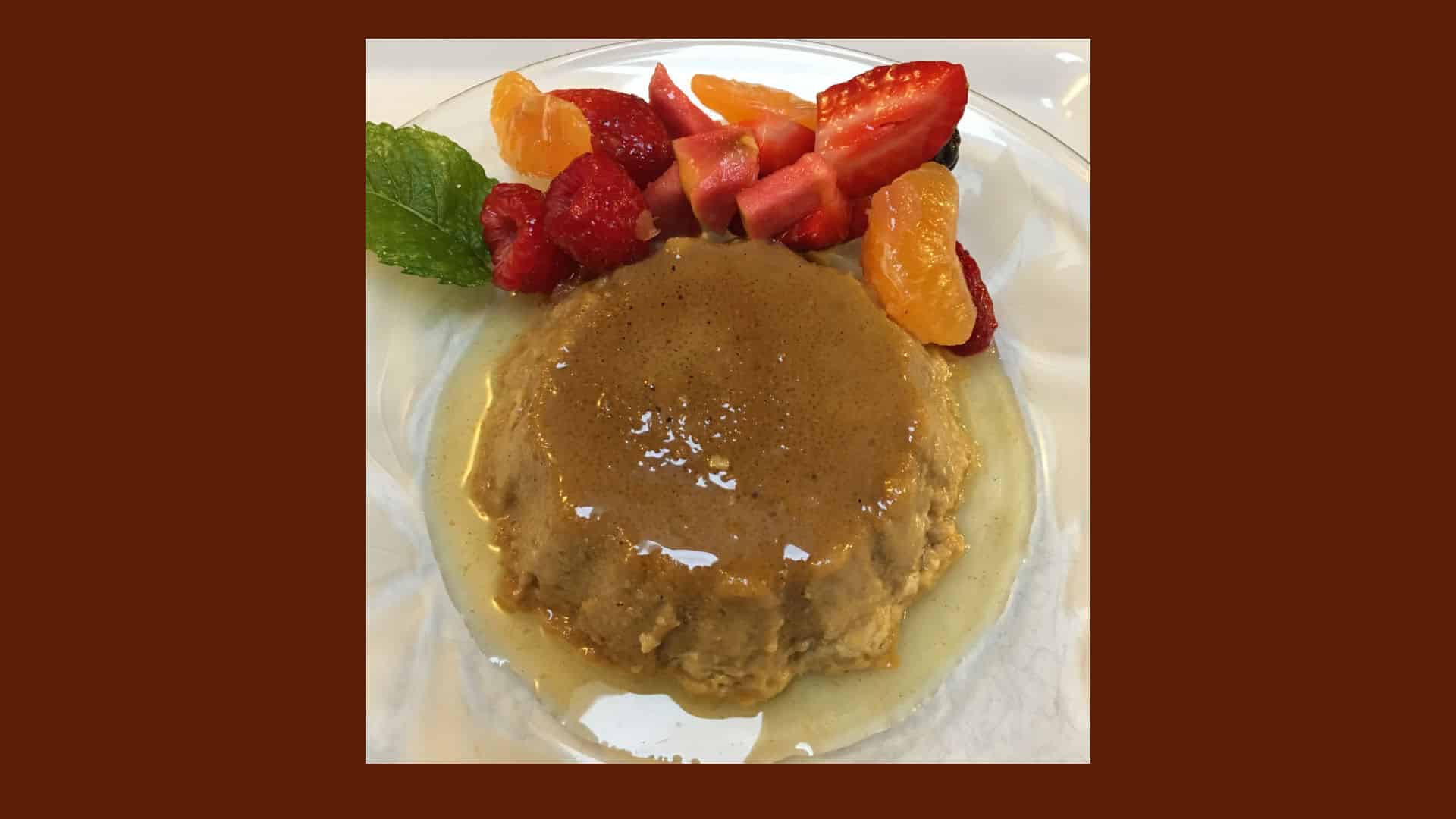 Pumpkin Flan and Strawberries