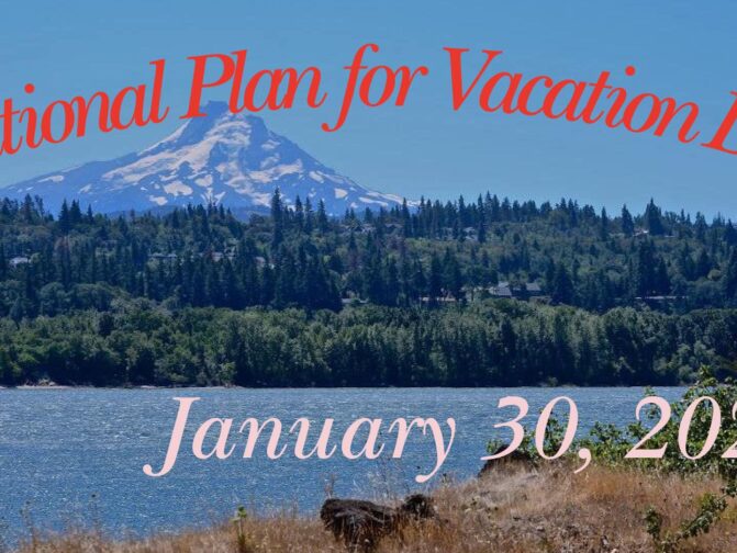 National Plan for Vacation Day Banner featuring Mt Hood and The Columbia Rriver