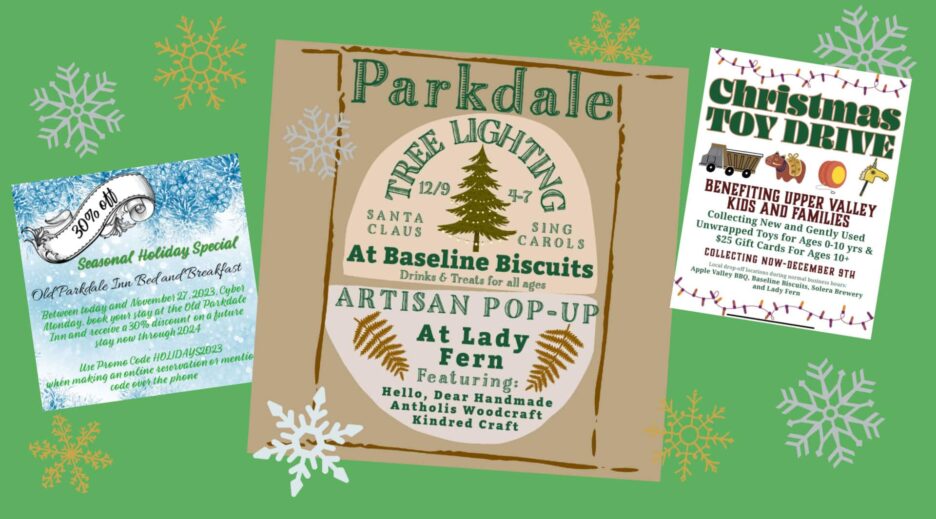 Parkdale Tree lighting, toy drive and Old Parkdale Inn discount Banner