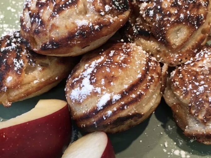 Aebleskivers with fresh apple slices